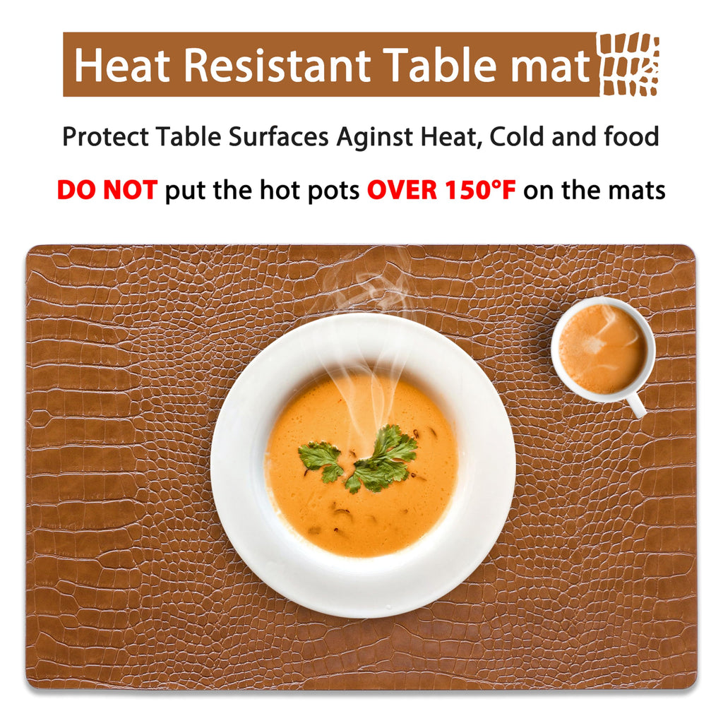 Faux Leather Placemats Set of 8 Brown E163266