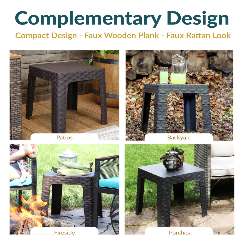 Brown Plastic Side Table Set of 2 T6953