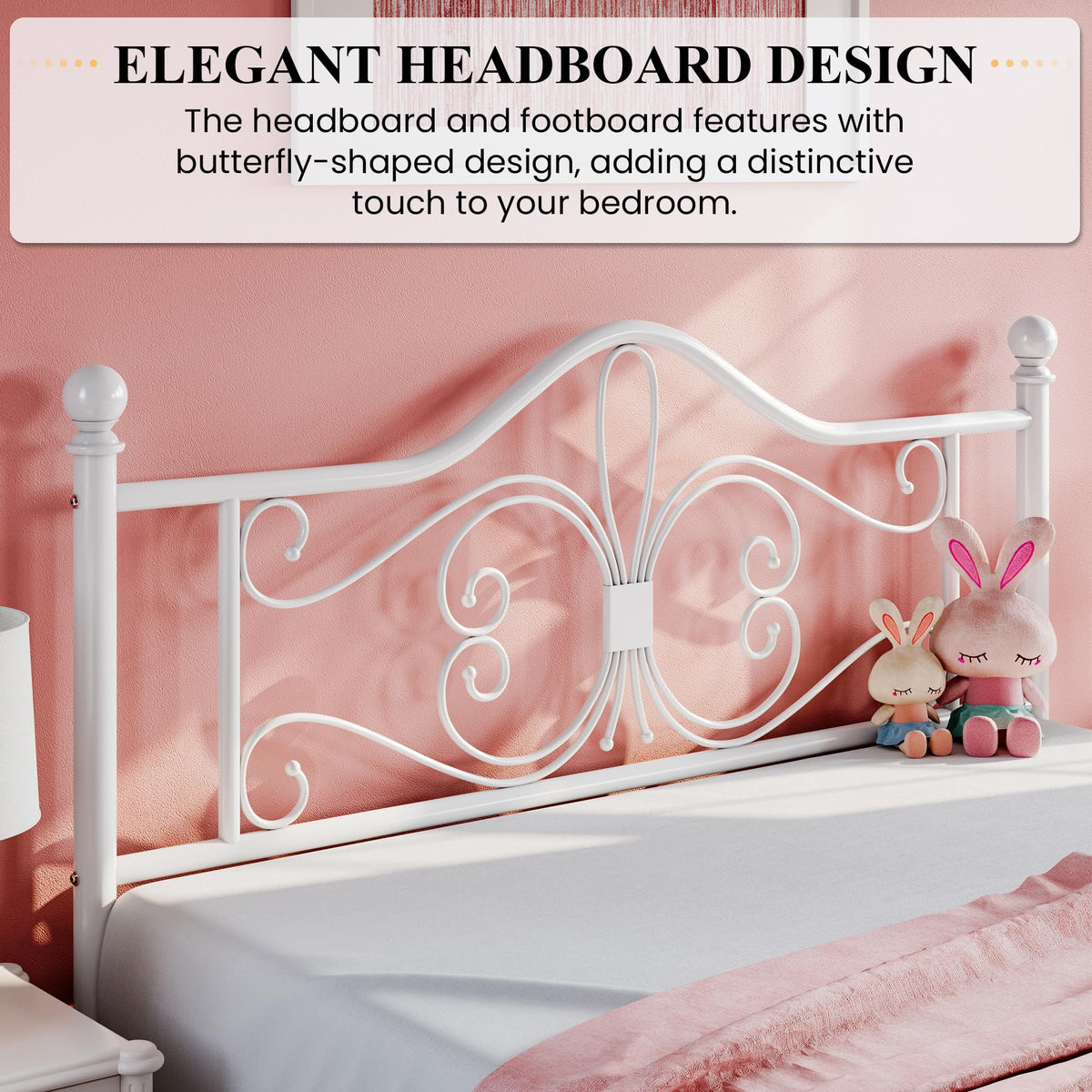 Full Size White Metal Bed Frame with Headboard N158311