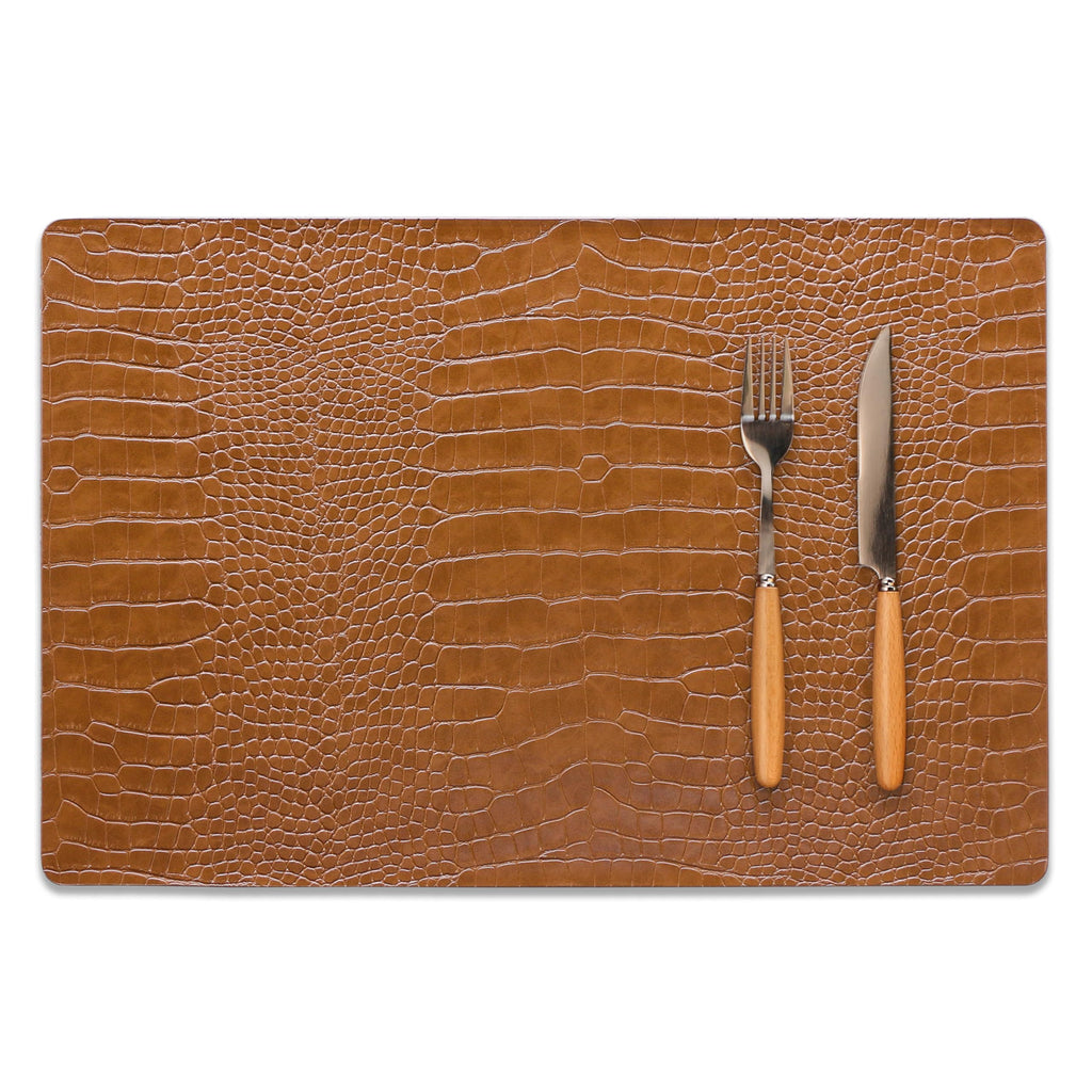 Faux Leather Placemats Set of 8 Brown E163266
