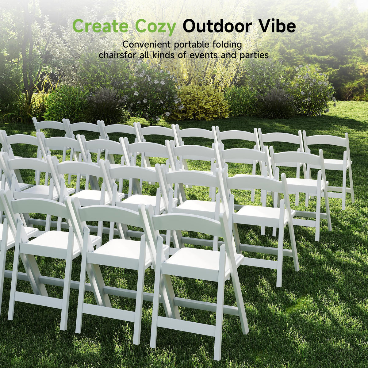 White Resin Folding Chairs with Cushion, 10 Pack S12171
