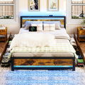 King Size Wood Bed Frame with 4 Storage Drawers J6935